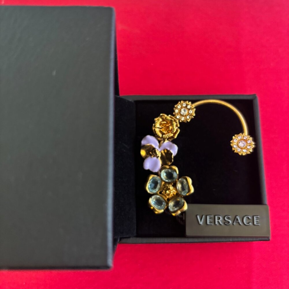 Versace ear cuff with blue and purple stones